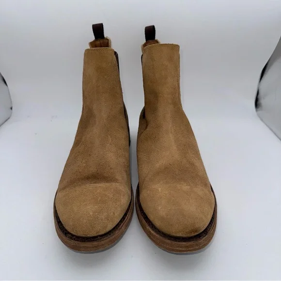 Frye - men’s Dylan Chelsea Boots Tan suede leather ankle boots pull on shoes 12 - Picture 2 of 9